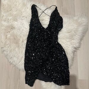 Black Sequin Mini Dress